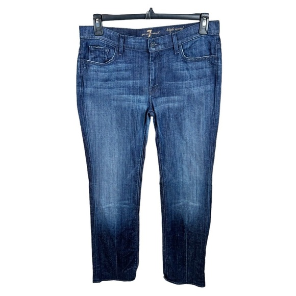 7 for All Mankind High Waist Bootcut Blue Jeans Size 32 - Picture 1 of 9